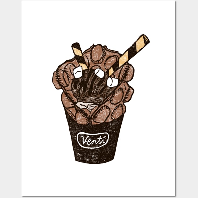 Chocolate Ice-cream Egg Waffle (Brown) Wall Art by lostnprocastinating